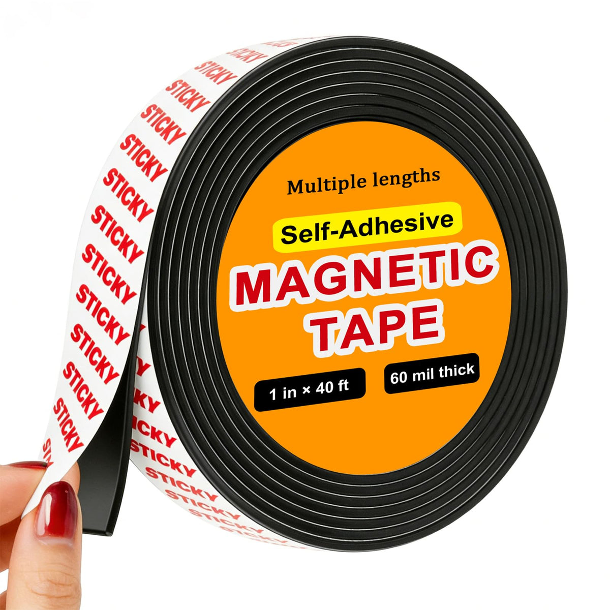 Towjug Magnetic Tape 10ft x 1/2in Fridge Magnets with Adhesive Backing Roll