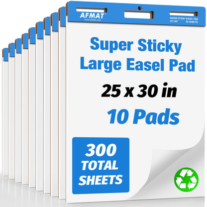 AFMAT Upgraded Anchor Chart Paper, 20 in x 23 in Chart Paper for Teachers, Super Sticky Easel Pads for Office/Classroom/Whiteboard/Wall, Ink Bleed-Through Resistant Easel Paper, 30 Sheets/Pad, 3 Pads