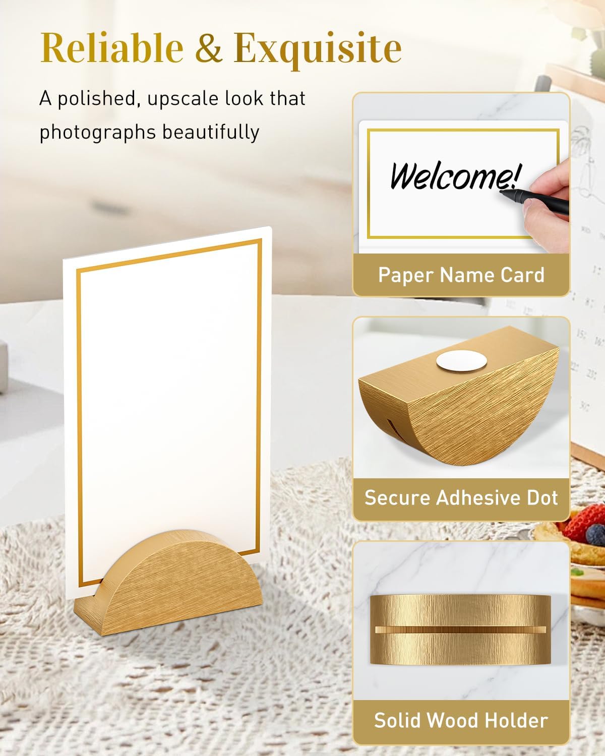Uniclife 48 Pcs Place Card Holders for Wedding Party Tables