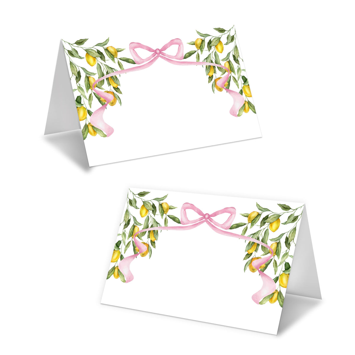 Lemon On Branch Place Cards For Girls, Italy Yellow Lemon Name Card For Table Setting, Spring Summer Party Favors Supplies, Mediterranean Tent Cards Decor For Bridal Shower Wedding Baby Shower -13