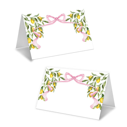 Lemon On Branch Place Cards For Girls, Italy Yellow Lemon Name Card For Table Setting, Spring Summer Party Favors Supplies, Mediterranean Tent Cards Decor For Bridal Shower Wedding Baby Shower -13