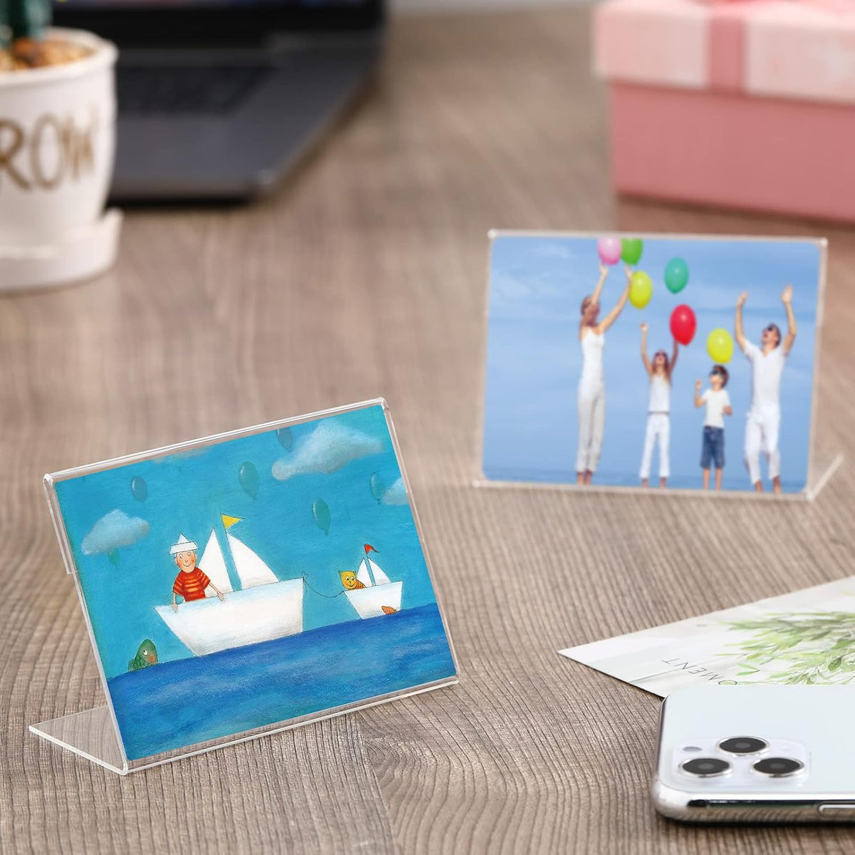 Teling 12 Pcs 3.5 x 5 Acrylic Picture Frame Sign Holder Stand Clear
