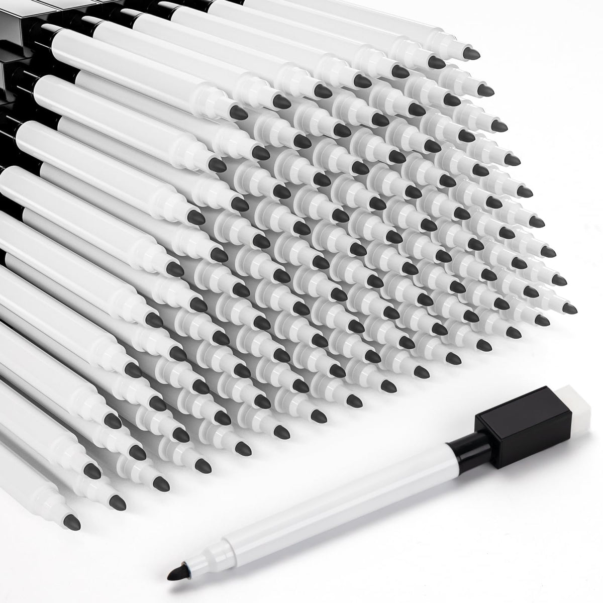 50 Pcs Magnetic Dry Erase Markers, Fine Point Tip, Black