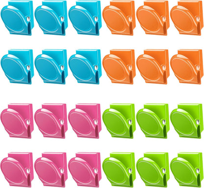 VICNOVA Magnetic Clips, 24 Pieces Magnetic Metal Chip Clips Fridge Magnets Refrigerator Whiteboard Locker Magnets Heavy Duty Clip Classroom Organization Teacher Must Haves School Supplies Accessories