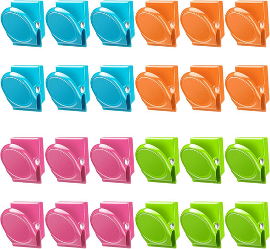 VICNOVA Magnetic Clips, 24 Pieces Magnetic Metal Chip Clips Fridge Magnets Refrigerator Whiteboard Locker Magnets Heavy Duty Clip Classroom Organization Teacher Must Haves School Supplies Accessories