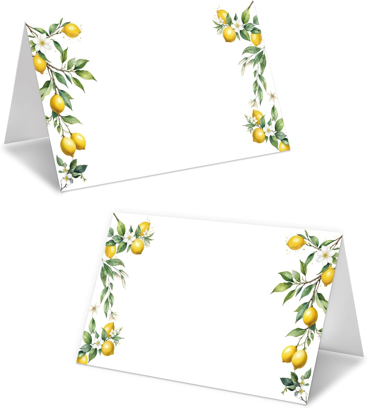 Lemon On Branch Place Cards For Girls, Italy Yellow Lemon Name Card For Table Setting, Spring Summer Party Favors Supplies, Mediterranean Tent Cards Decor For Bridal Shower Wedding Baby Shower -13