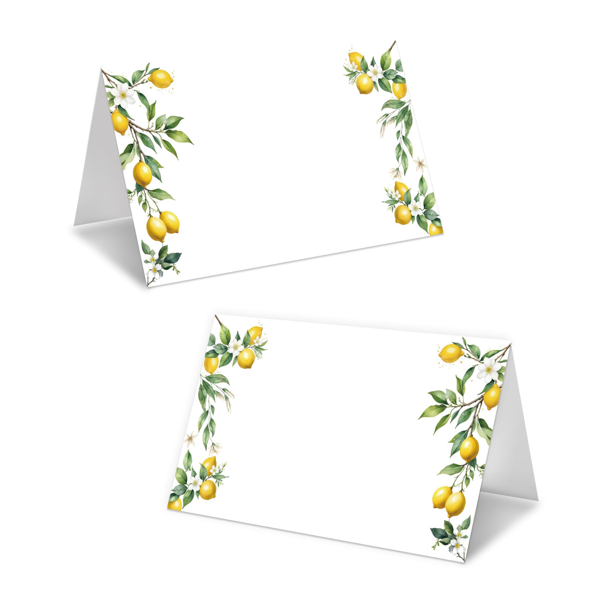 Lemon On Branch Place Cards For Girls, Italy Yellow Lemon Name Card For Table Setting, Spring Summer Party Favors Supplies, Mediterranean Tent Cards Decor For Bridal Shower Wedding Baby Shower -13
