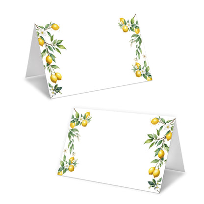 Lemon On Branch Place Cards For Girls, Italy Yellow Lemon Name Card For Table Setting, Spring Summer Party Favors Supplies, Mediterranean Tent Cards Decor For Bridal Shower Wedding Baby Shower -13