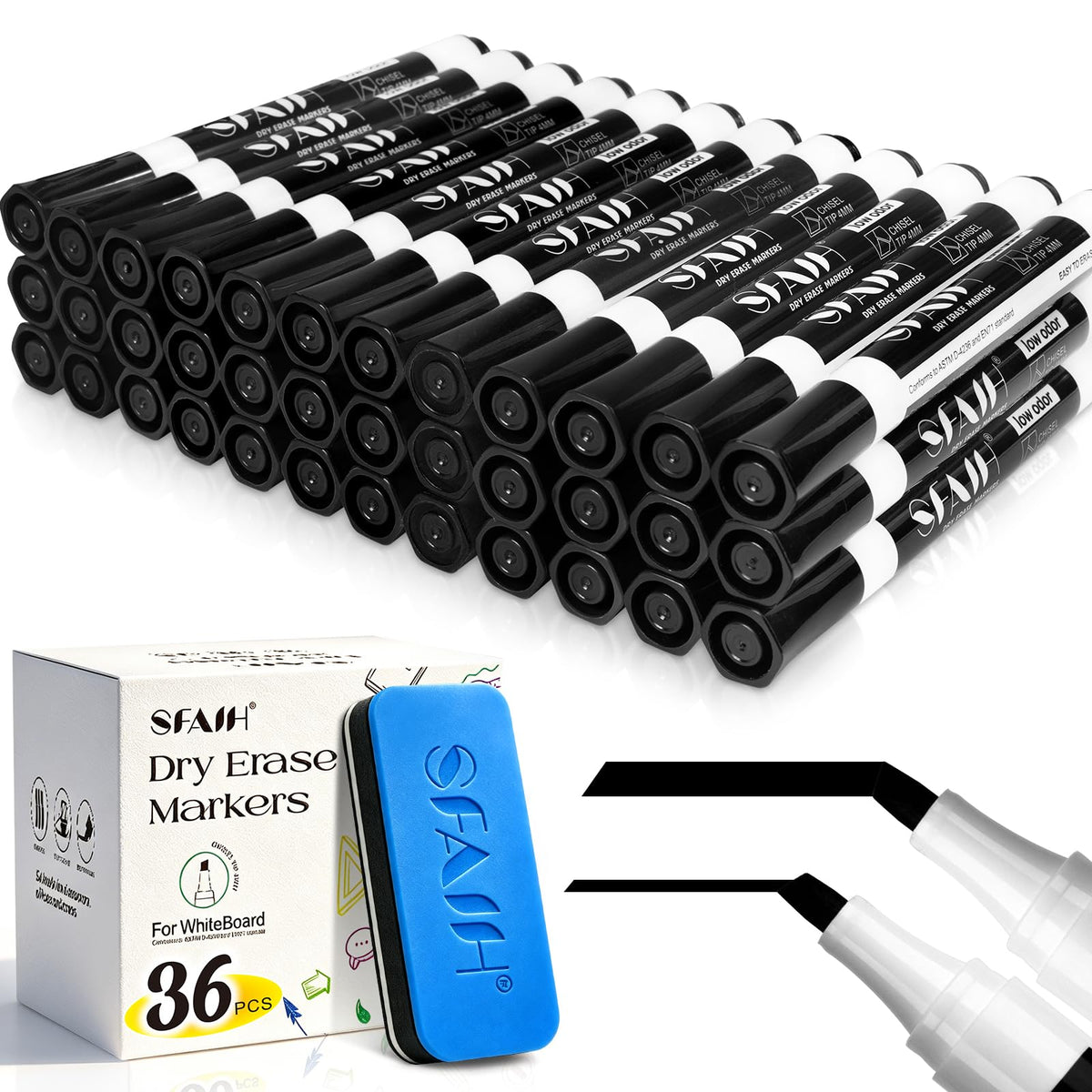 SFAIH 15 Colors Magnetic Dry Erase Markers, 0.7mm Ultra Fine, with Eraser