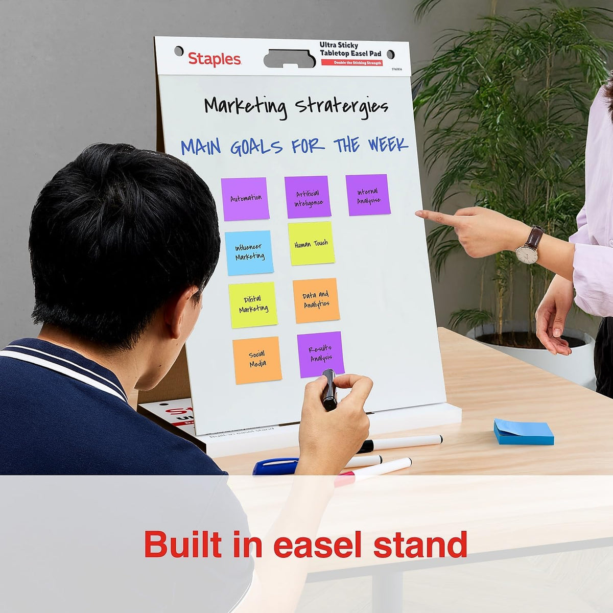 Staples Ultra Sticky Tabletop Easel Pad, 20x23 Inch, 20 Sheets/Pad
