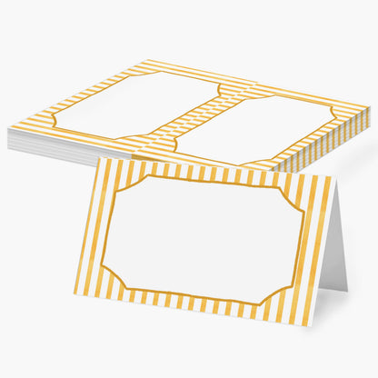 Green Striped Place Cards, Watercolor Tent Cards for Table Settings