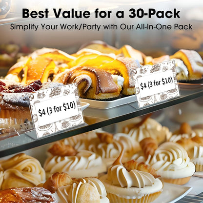 30 PCS Small Acrylic Sign Holder 3.5" x 2", Mini Acrylic Food Sign Labels for Party Buffet, Retail Price Display Holder, Clear Plastic Table Counter Top Stand for Place Cards, Name Card, Wedding Signs