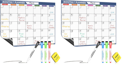 HOMiDEK Magnetic Dry Erase Calendar for Refrigerator: Fridge Whiteboard Calendar Magnet Monthly Planner Family Planning Board with Dry Erase Markers & Eraser - 14 x 11 Inches