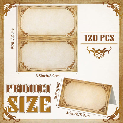 Feifeiya 120 Pack Vintage Place Cards, 3.5x2 Inch Tent Style Seating