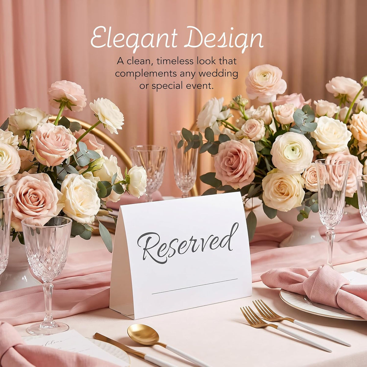 20 Pack Modern Reserved Table Sign With Name Line - Reserved Signs For Wedding - White Reserved Signs - Wedding Accessories - Tent Cards For Reserving Seats & Places - Place Cards for Party, Event