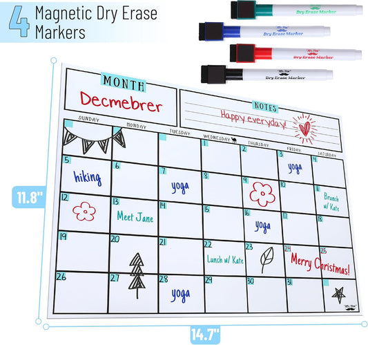 Mr. Pen- Dry Erase Calendar for Fridge, Magnetic, 14.7 x 11.8