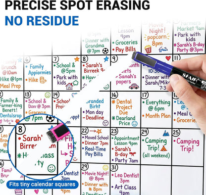 SFAIH 15 Colors Magnetic Dry Erase Markers, 0.7mm Ultra Fine, with Eraser