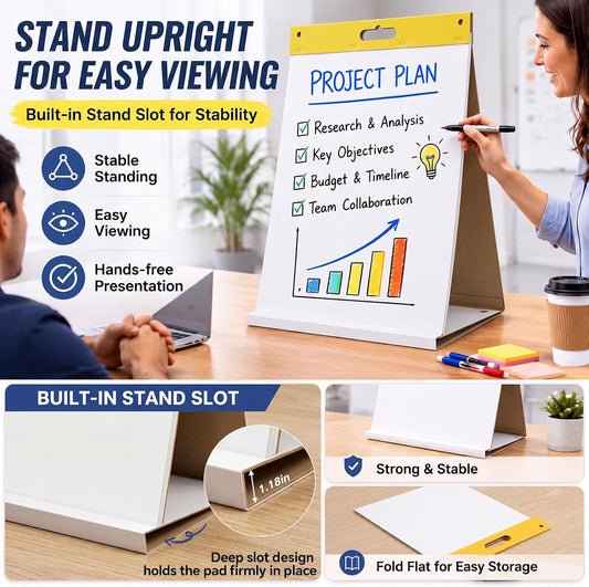 Sabary 2 Pack Tabletop Easel Pads, 25 x 30 Inch, Self-standing Flip Chart