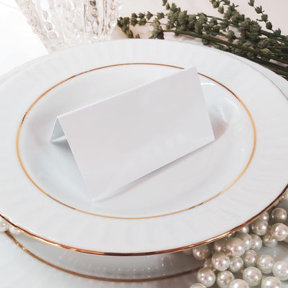 2 x 3,5"Plain White Folding Tent Cards (Set of 100) - 4x3,5"Folds to 2x3,5"Simple Blank Card Stock for Writing, Stamping, Drawing-Make Your Own Note, Thank You Cards, Seating Place Cards for Weddings