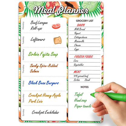 Dry Erase Magnetic Meal Planner for Refrigerator A4 (8.5x12 inch) - Magnet Weekly Menu Board for Fridge - Magnetic Menu White Board - Fridge Meal Planner Magnet - Dinner Meal Planner Dry Erase Board