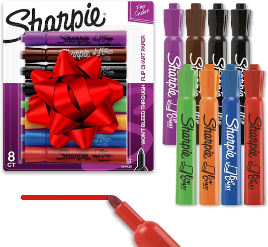 Sharpie Flip Chart Markers, Bullet Tip, Assorted Colors, 24 Count - Low-Odor, Squeak-Free, Home, Office, Back to School, Teacher Supplies, Pack of 3