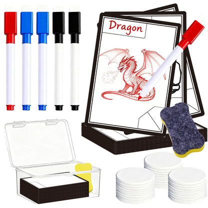 55 Pcs Table Dry Erase Name Tents Cards 7.9''x5.5'' Desk Tent for Class