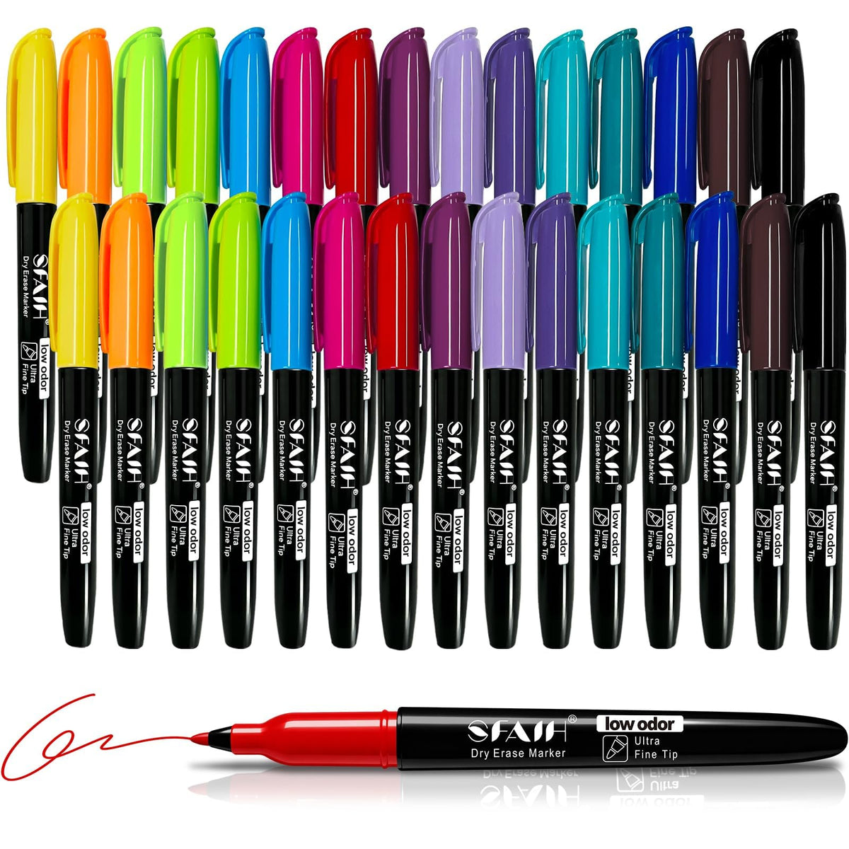 SFAIH 15 Colors Magnetic Dry Erase Markers, 0.7mm Ultra Fine, with Eraser