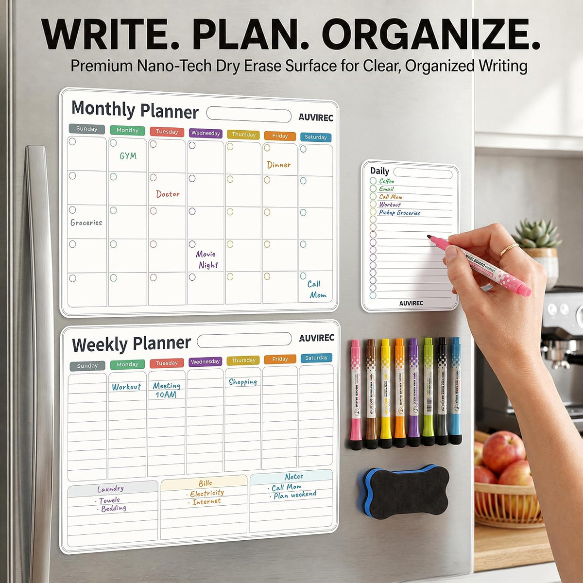 Magnetic Calendar for Refrigerator, Dry Erase Fridge Calendar