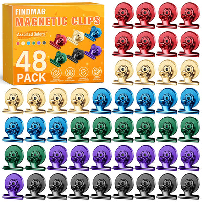FINDMAG Fridge Magnets, Colorful Magnetic Clips for Fridge Notes, 12 Pack