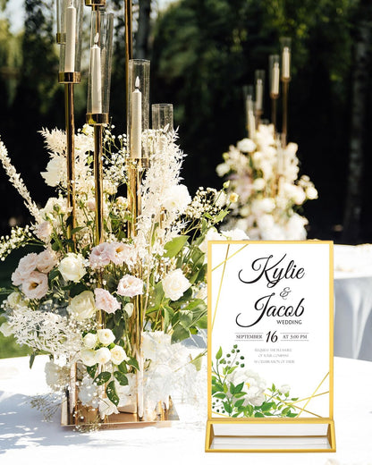 12 Pack Gold Acrylic Sign Holders 4x6 Menu Flyer Holder