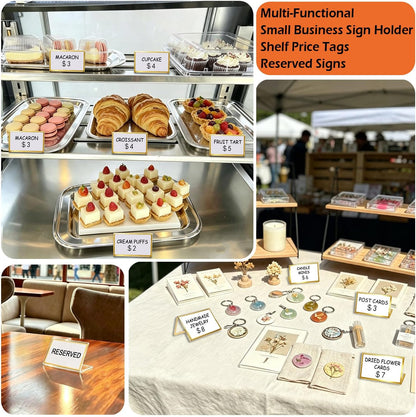 20pcs Food Labels for Party Buffet, 3.5"x2"Acrylic Sign Holder,Place Cards