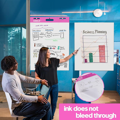 Super Sticky Easel Pad, 25 x 30 Inches, 30 Sheets/Pad, 8 Pads/Pack (Pink), Large Self Stick Flip Chart Paper for Whiteboards, Premium White Chart Paper for Teachers, Office, and Classroom Supplies