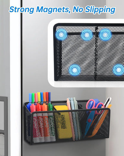 VICNOVA Magnetic Pen Holder, Metal Storage Basket with Strong Magnets