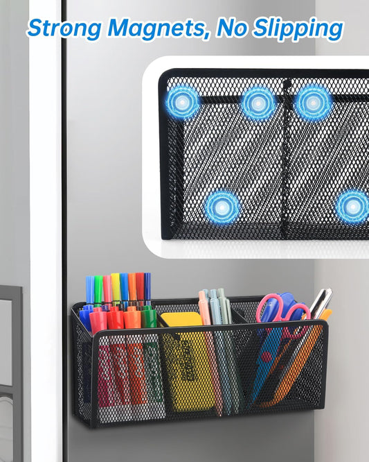 VICNOVA Magnetic Pen Holder, Metal Storage Basket with Strong Magnets