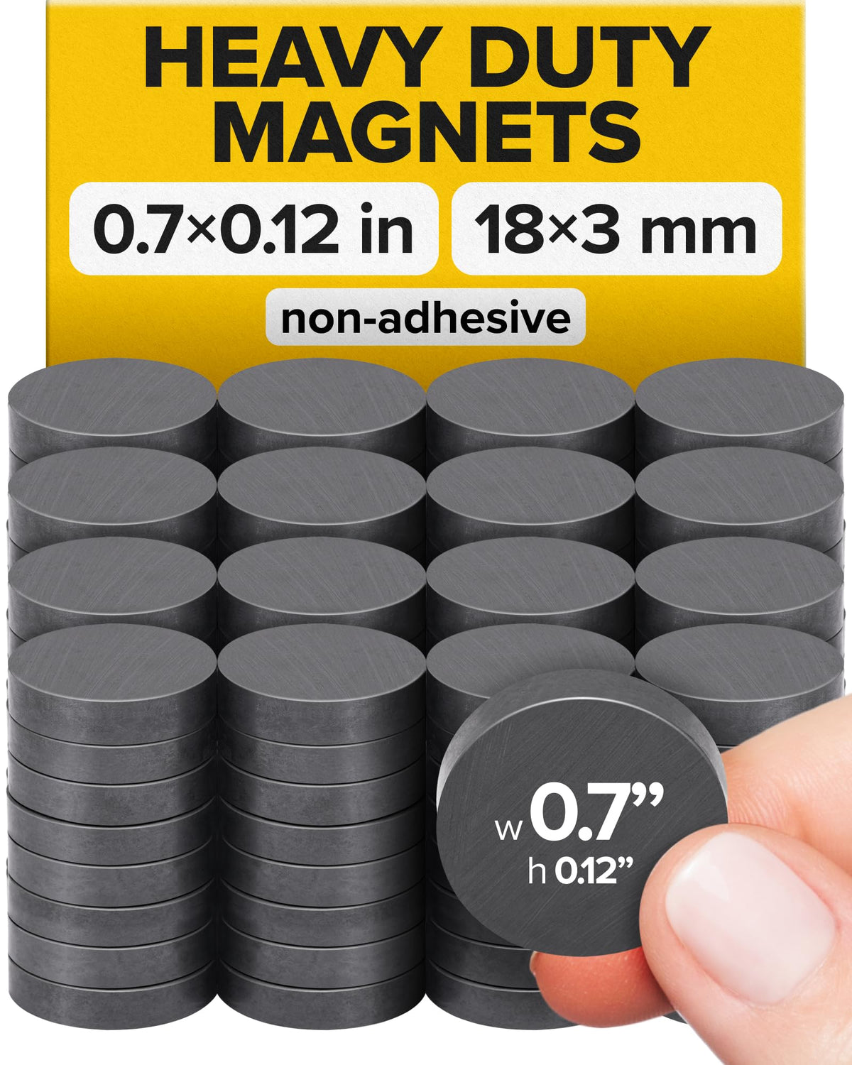 Strong Ceramic Round Adhesive Magnets, 0.7x0.12 (18x3mm), 100 Pcs