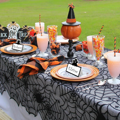 48 Pcs Halloween Place Cards Skeleton Gothic Spider Ghost Placecard Holders Greeting Cards Pumpkin Seating Name Tents for Wedding Dinner Halloween Party Table Birthday Supplies