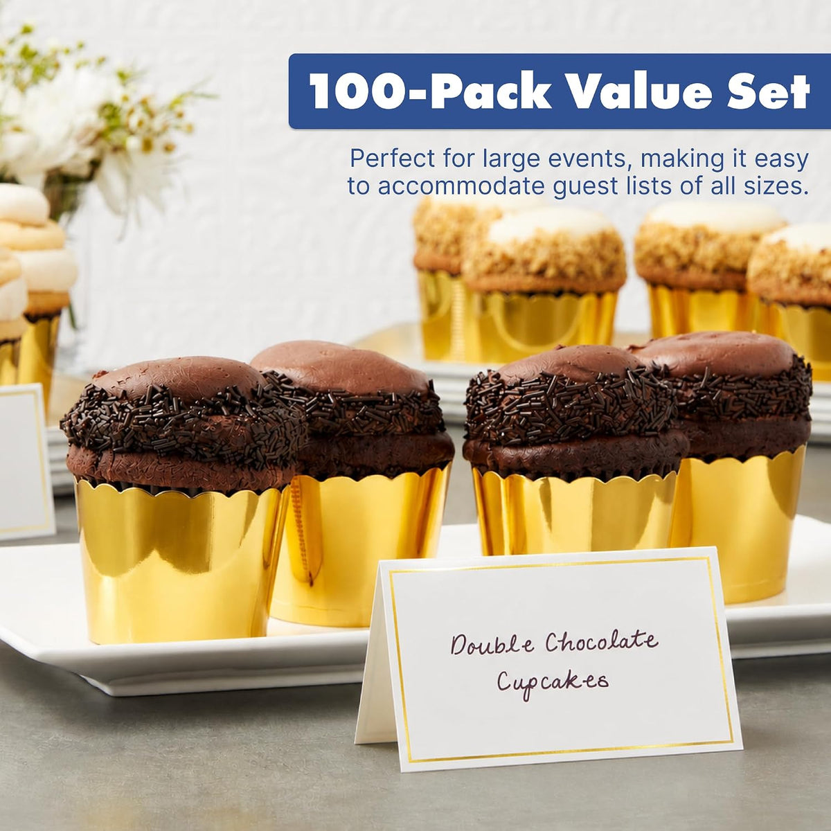 BEST PAPER GREETINGS 100 Pack Gold Border Paper Place Cards Table Seating