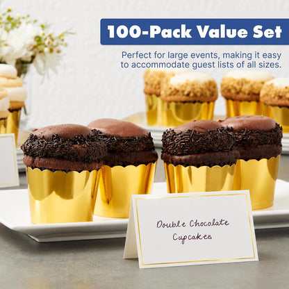 BEST PAPER GREETINGS 100 Pack Gold Border Paper Place Cards Table Seating