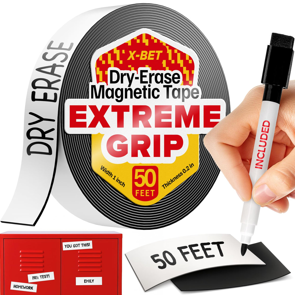 Super Sticky Magnetic Tape for DIY & Crafts, 20ft x 1/2in (6m x 1.25cm)