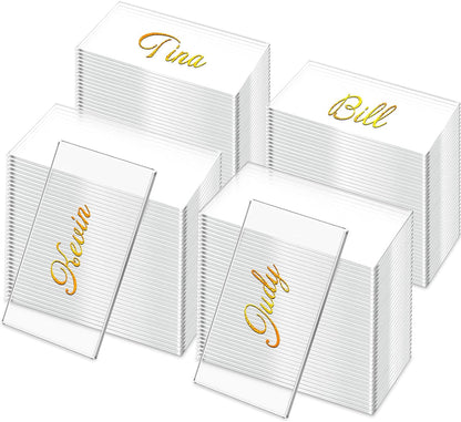 Chunful 120 Pcs Clear Acrylic Place Cards Blank Name,Rectangular Style