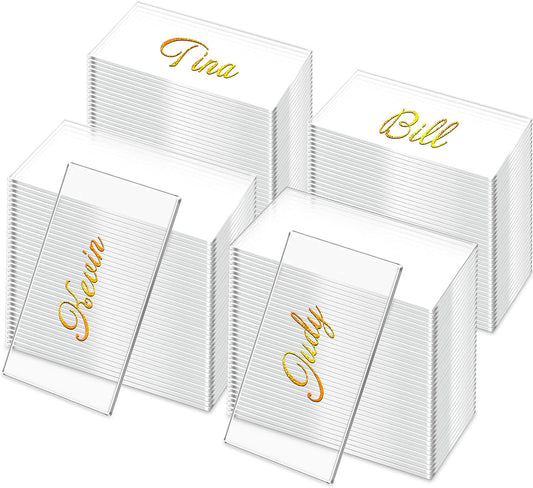Chunful 120 Pcs Clear Acrylic Place Cards Blank Name,Rectangular Style