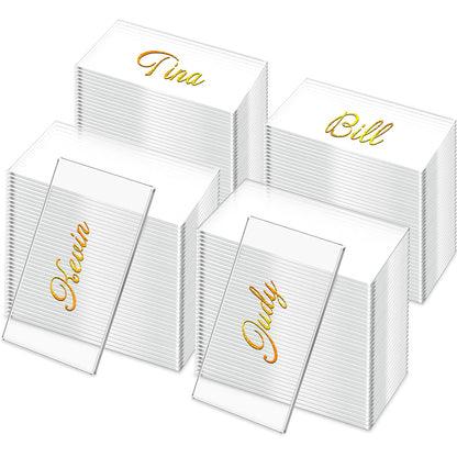 Chunful 120 Pcs Clear Acrylic Place Cards Blank Name,Rectangular Style