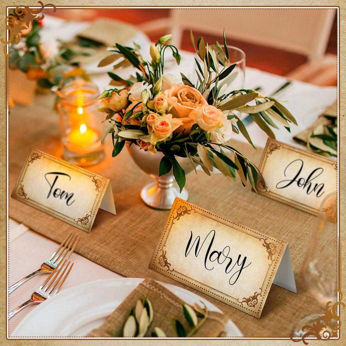 Feifeiya 120 Pack Vintage Place Cards, 3.5x2 Inch Tent Style Seating