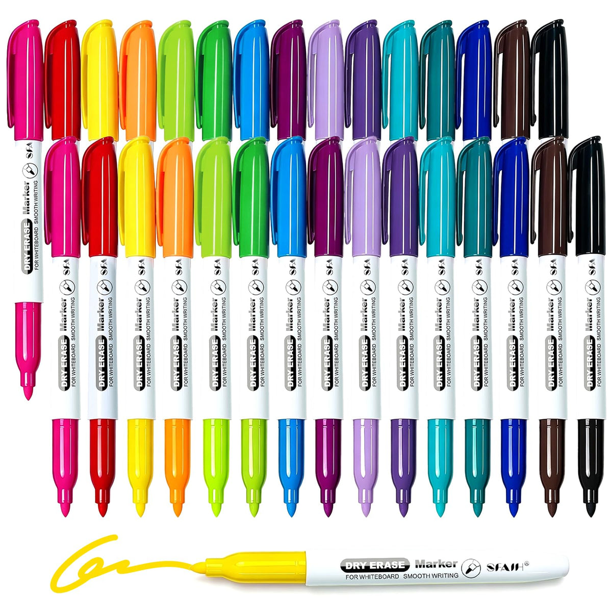 SFAIH 15 Colors Magnetic Dry Erase Markers, 0.7mm Ultra Fine, with Eraser