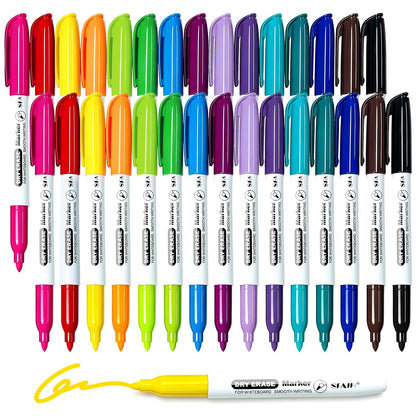 SFAIH 15 Colors Magnetic Dry Erase Markers, 0.7mm Ultra Fine, with Eraser
