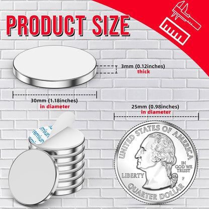 FINDMAG 4 Pcs Neodymium Disc Magnets, Adhesive Magnets, 1.18'' D x 1/8'' H