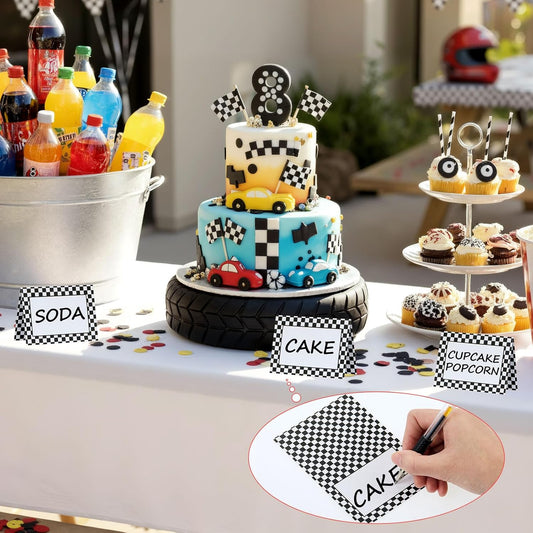 Affrolling 30 Pcs Race Car Table Place Cards Name Cards Fold Name Tents