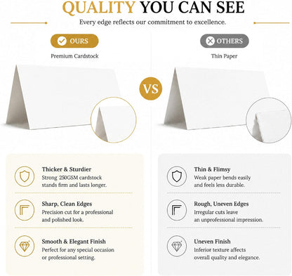 40Pcs Blank Tent Place Cards, 3.5*11Inch Table Setting Name Seating Labels