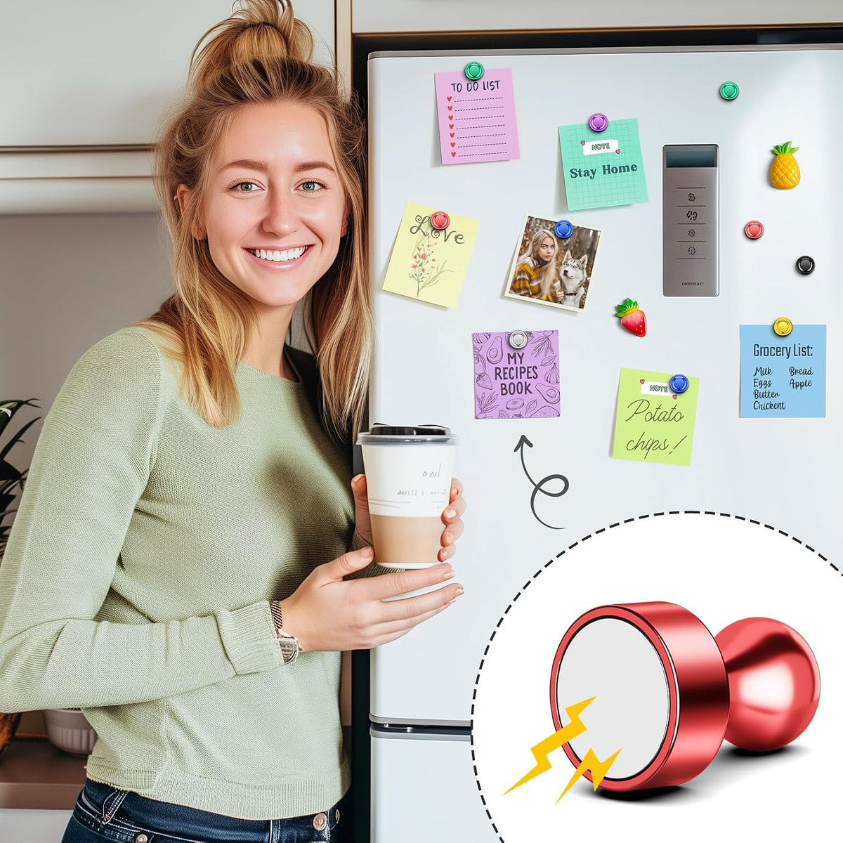 FINDMAG Fridge Magnets, Magnets for Whiteboard, Kitchen, 14 Pack, Colorful