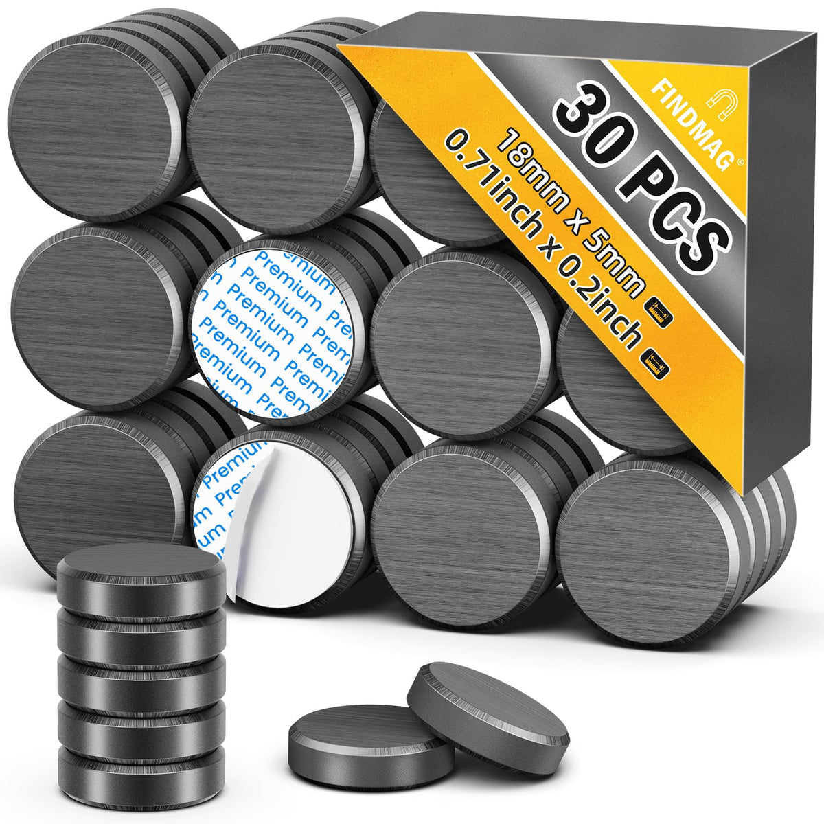 FINDMAG Magnets for Crafts, Magnets with Adhesive Backing, 20 Pack